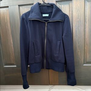 Ain’t Be Dark Blue Bomber Jacket women’s size medium gold zip up